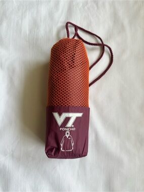 Virginia Tech Maroon & Orange Packable Poncho with Hood & Drawcord Carry Pouch